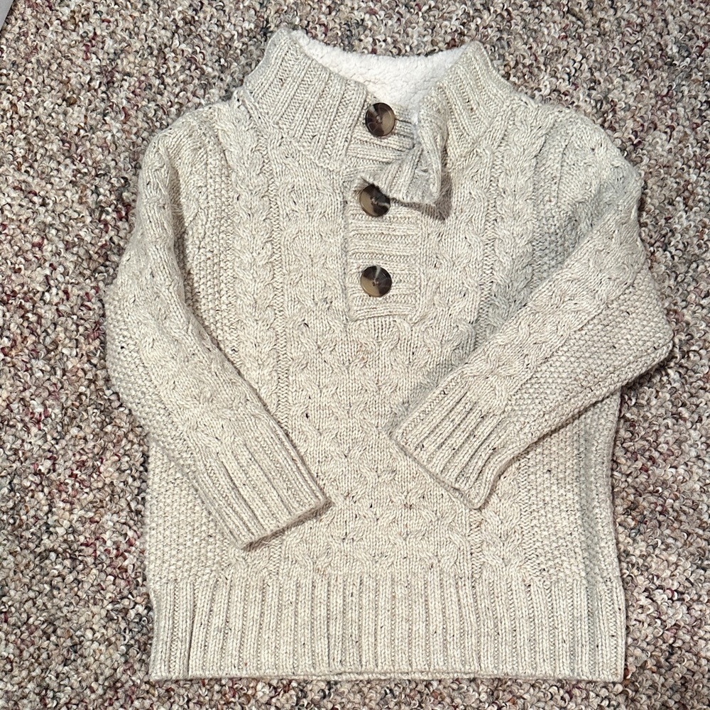 Cat & Jack Beige Knit Sweater with Buttons